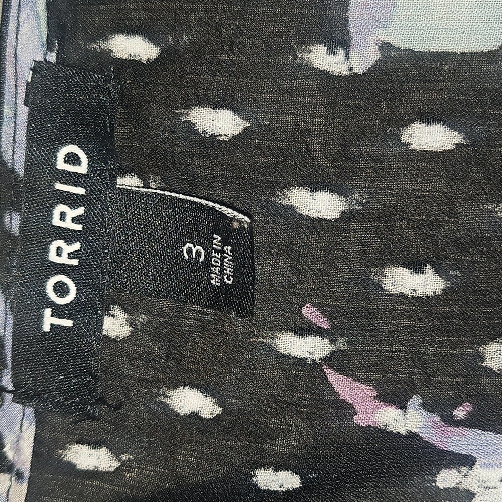Torrid Ruffle Kimono Chiffon Clip Dot Floral Black Top 3X - Picture 8 of 16